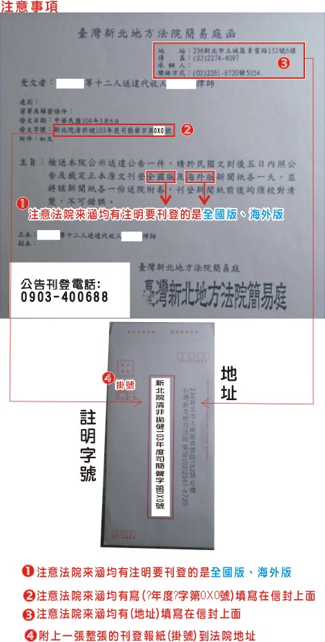 法院公告報紙郵寄 法院公告報紙郵寄